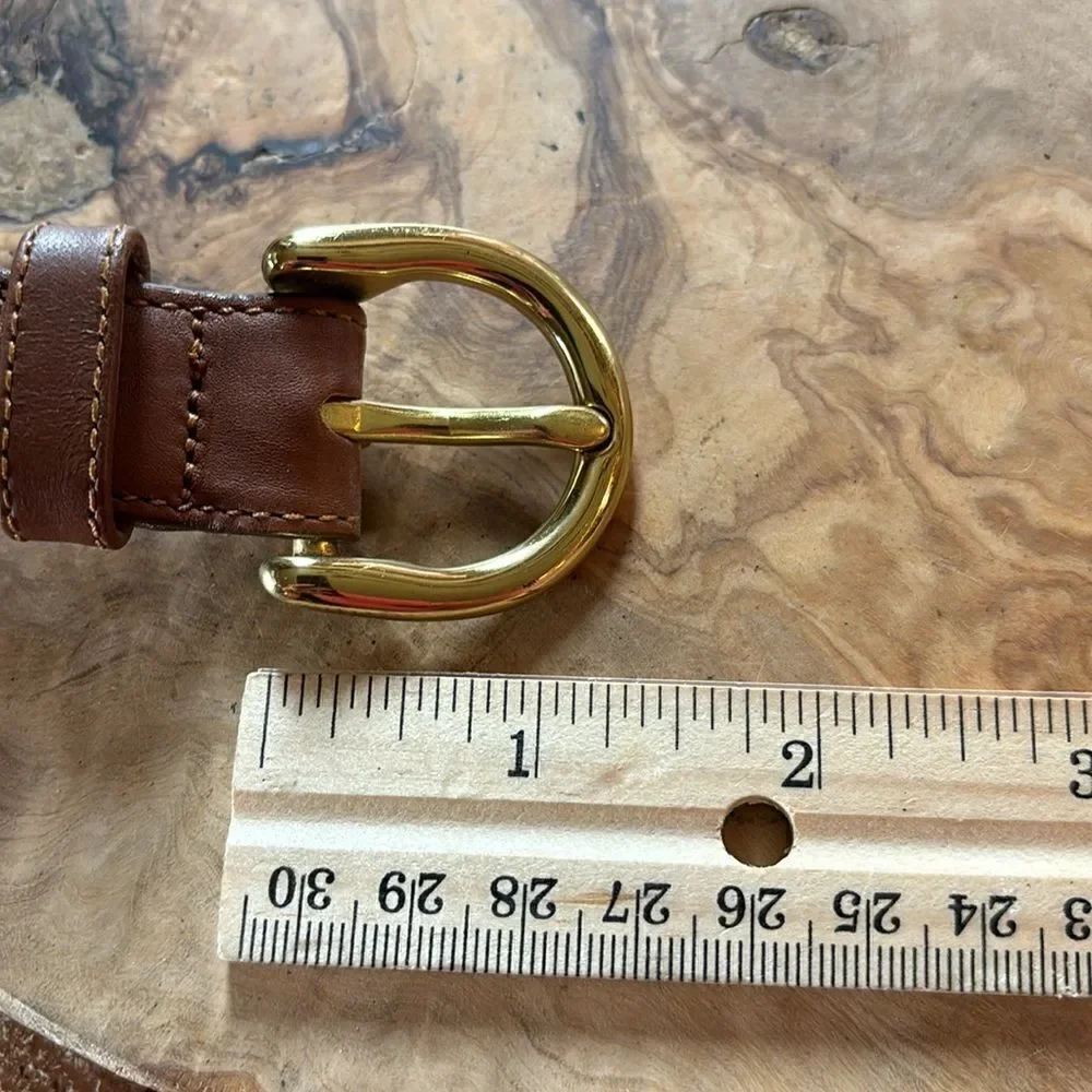 Land's End Leather Belt with Brass Buckle - Size 30